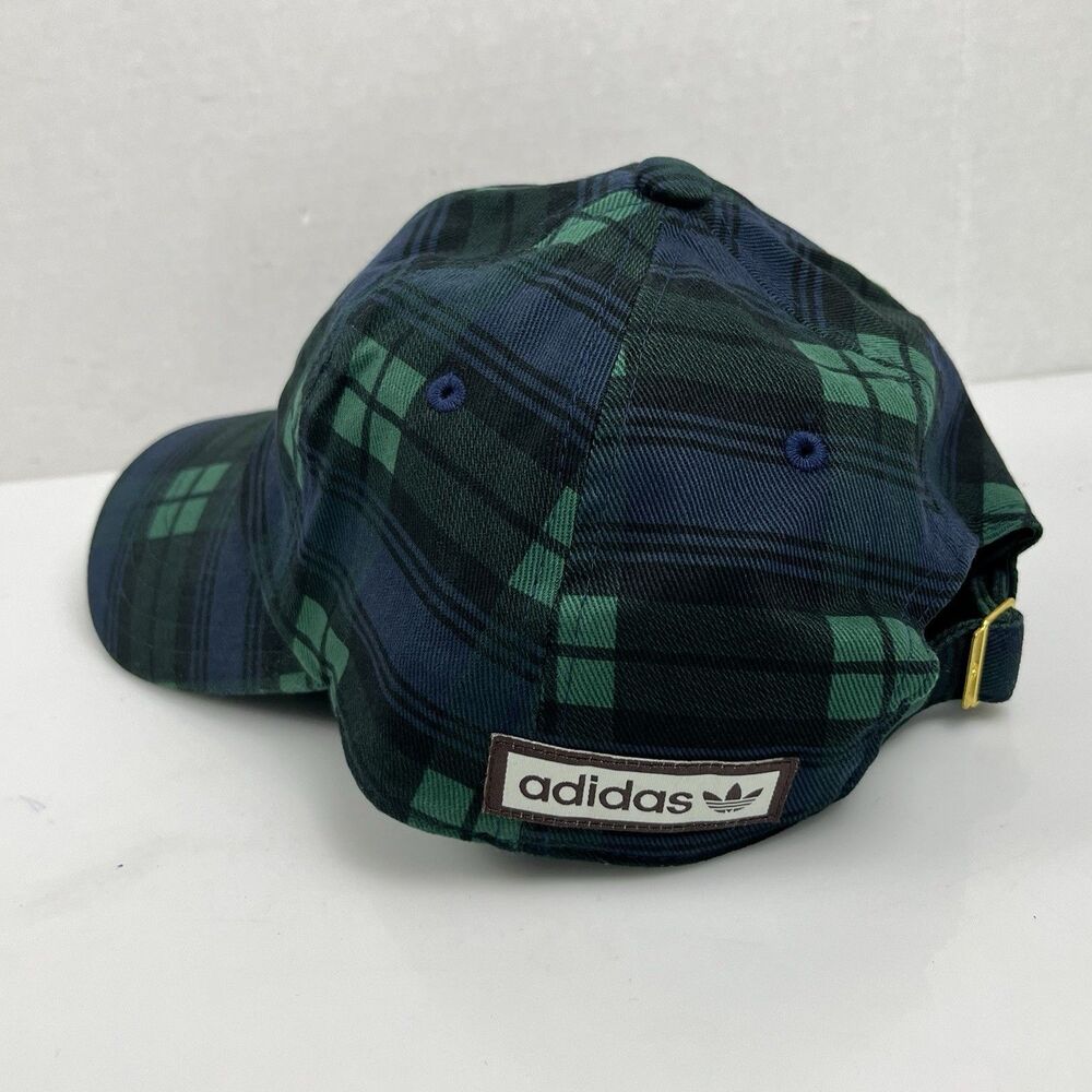 Adidas Navy Blue Green Tartan Plaid Strapback Cap Dad Hat Golf